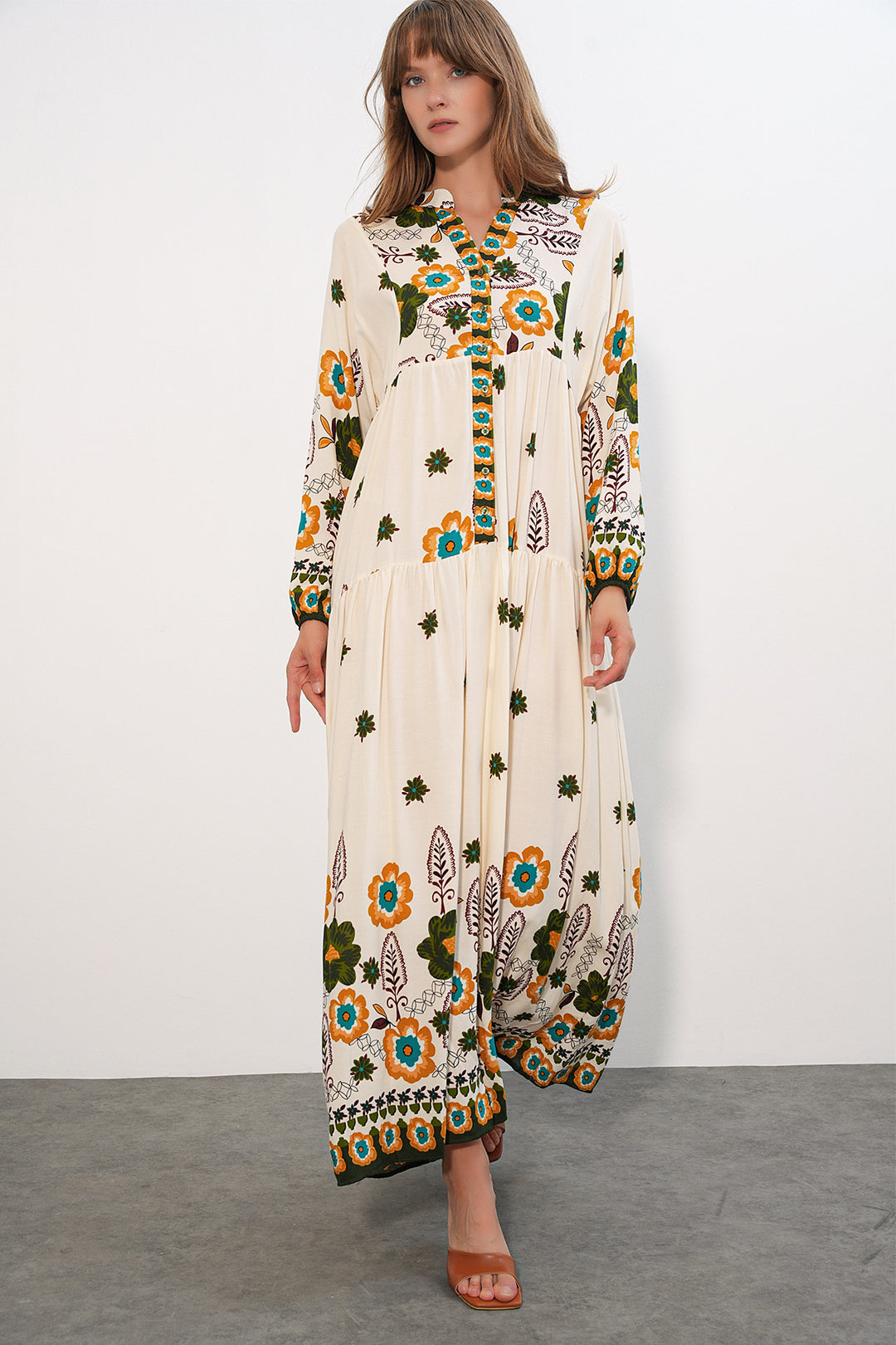 Bigdart Robe longue modeste à motifs pour femmes 2585-H. Vert