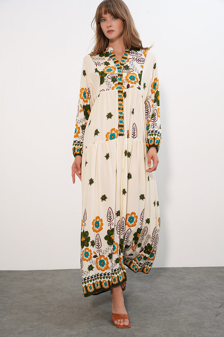 Bigdart Robe longue modeste à motifs pour femmes 2585-H. Vert