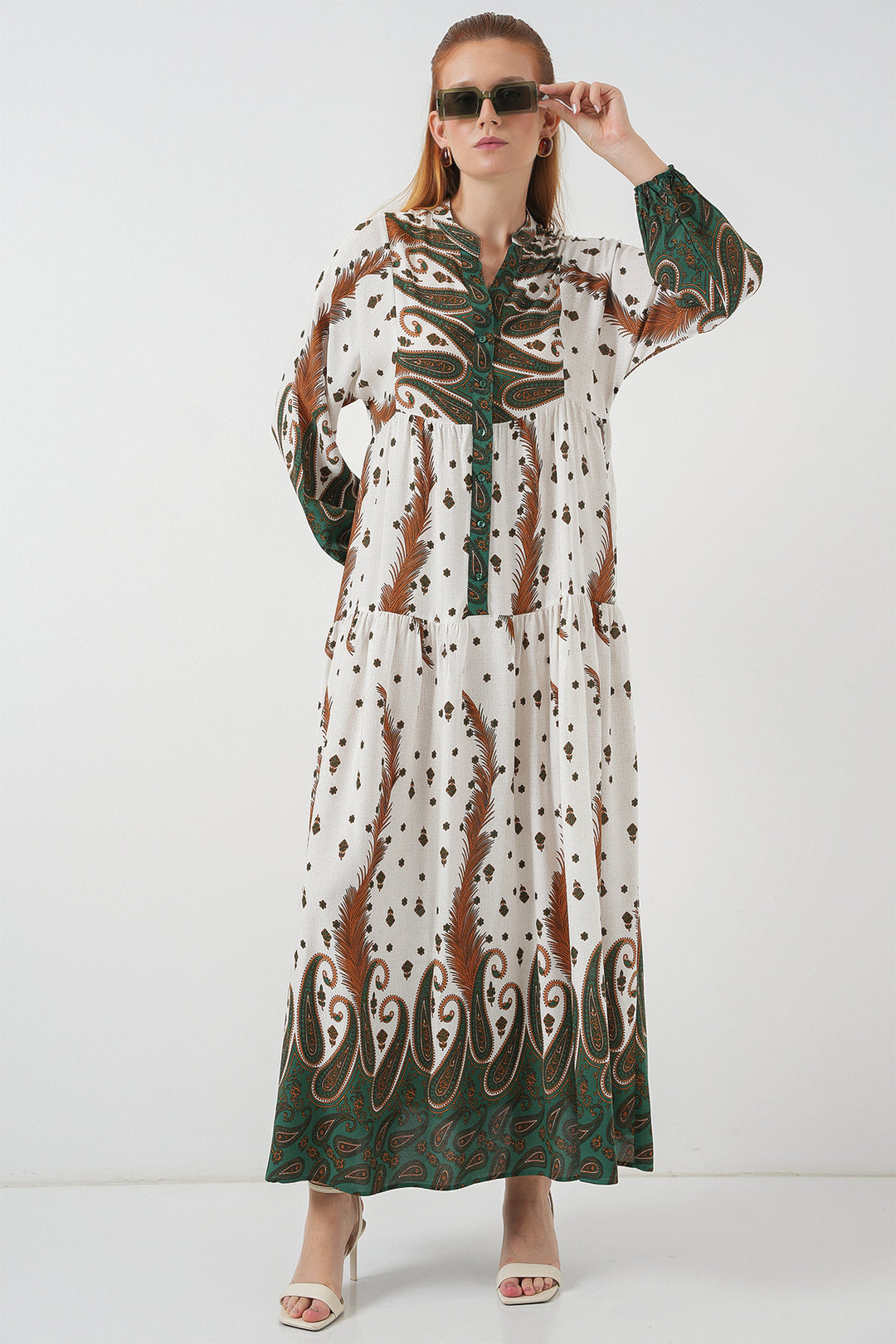 Bigdart Robe longue à motifs pour femmes 2585 - Moutarde