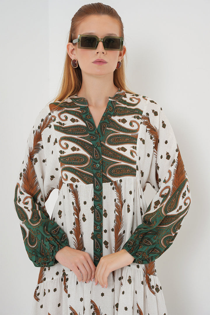 Bigdart Robe longue à motifs pour femmes 2585 - Moutarde