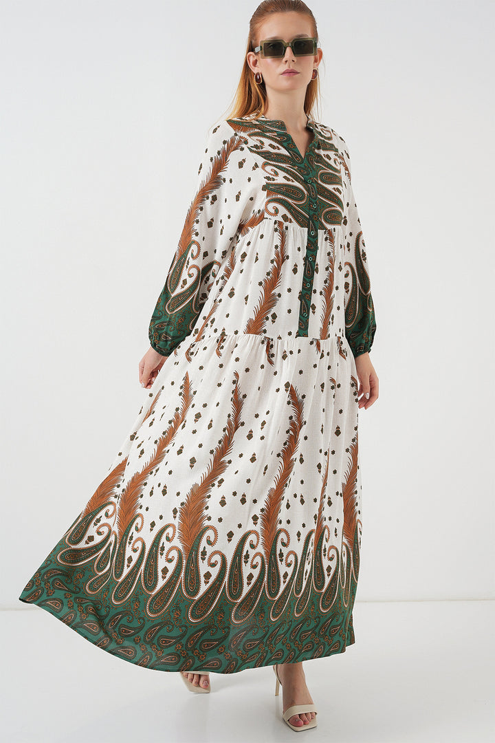 Bigdart Robe longue à motifs pour femmes 2585 - Moutarde