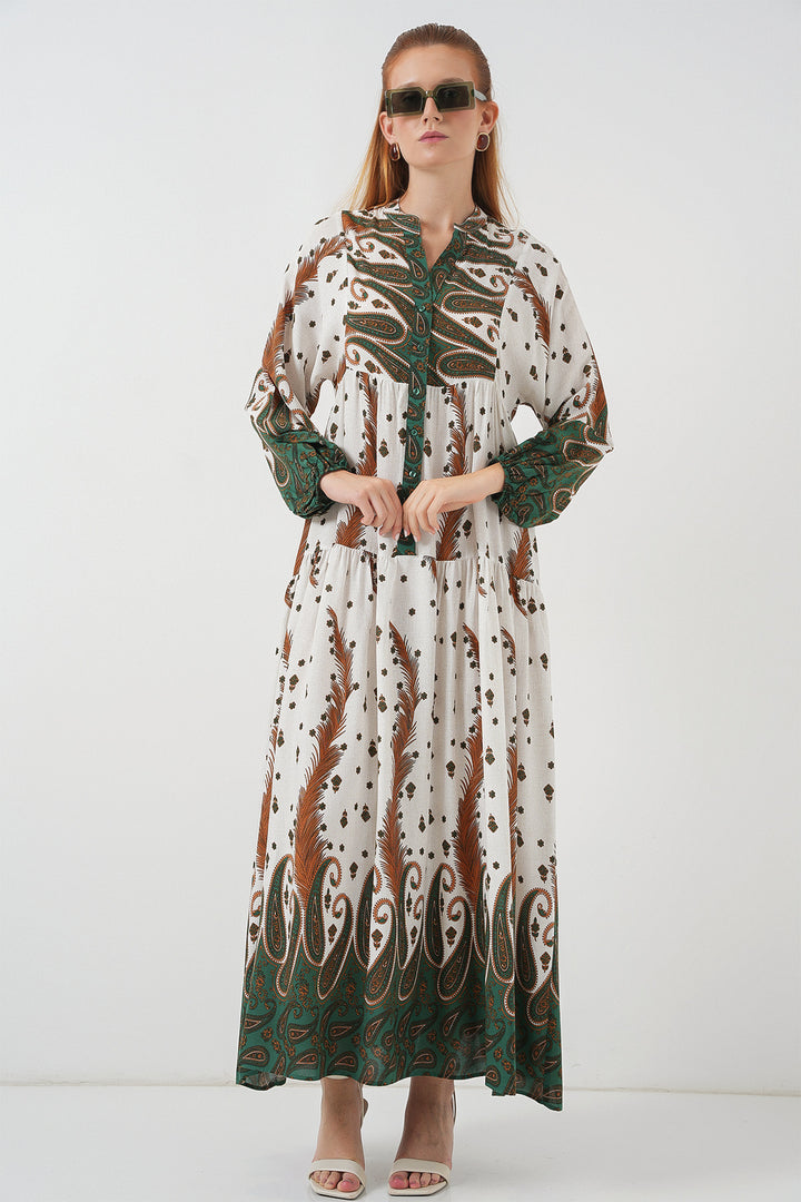 Bigdart Robe longue à motifs pour femmes 2585 - Moutarde