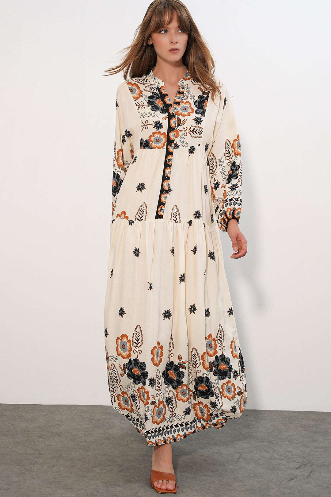 Bigdart Robe longue modeste à motifs pour femmes 2585 - J. Noir