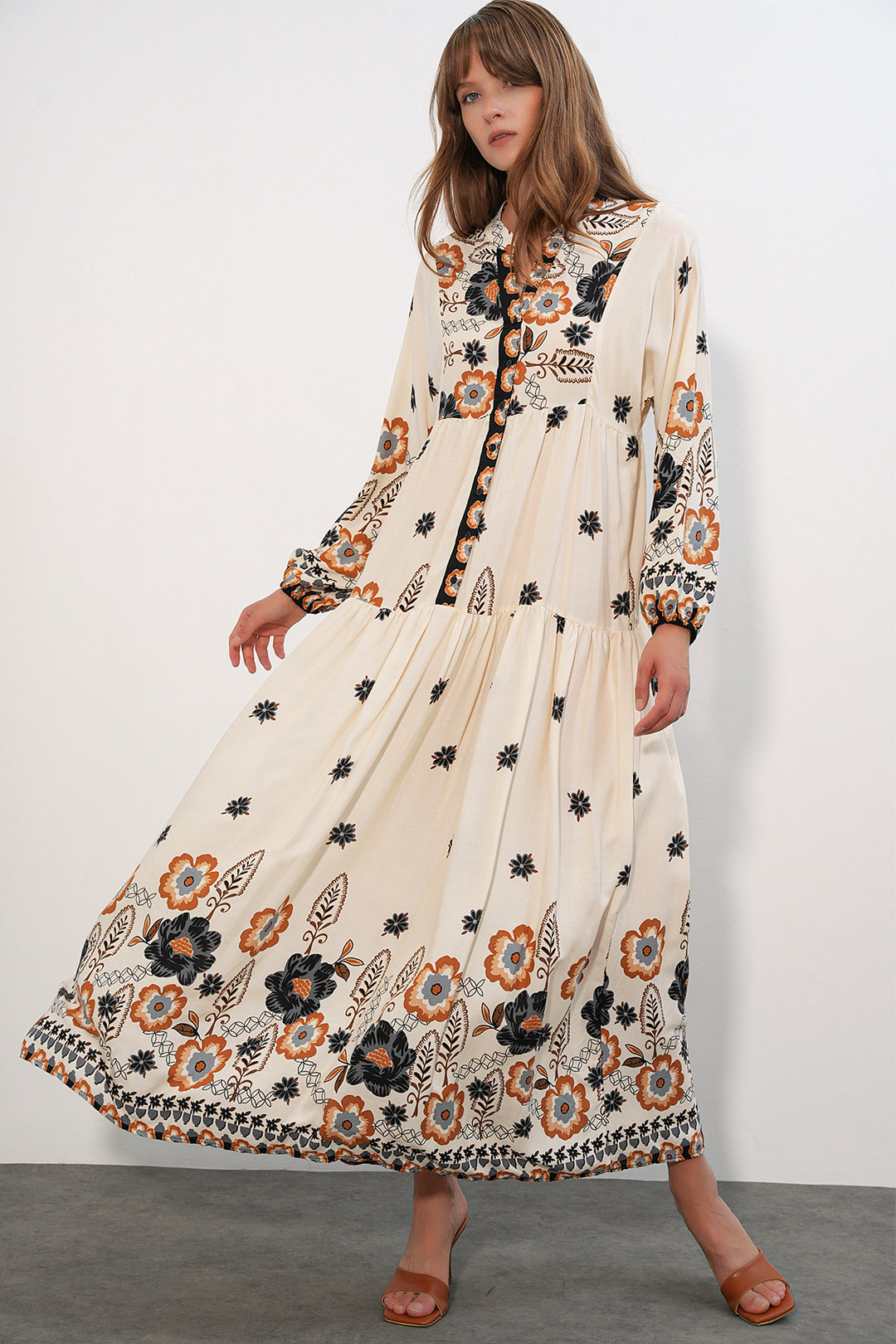 Bigdart Robe longue modeste à motifs pour femmes 2585 - J. Noir