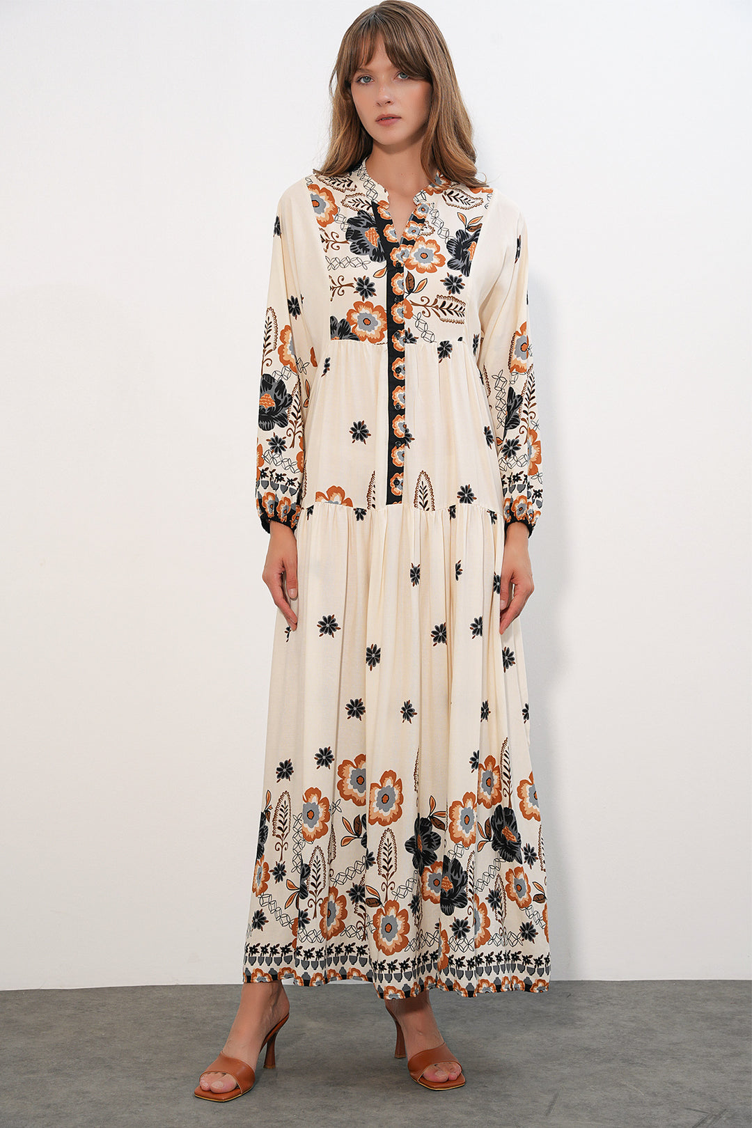 Bigdart Robe longue modeste à motifs pour femmes 2585 - J. Noir