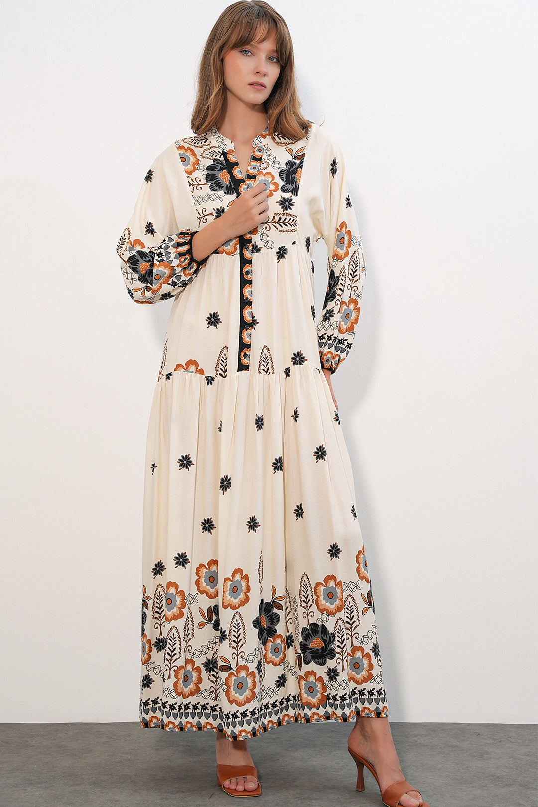 Bigdart Robe longue modeste à motifs pour femmes 2585 - J. Noir