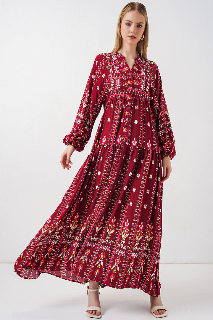 Bigdart Robe longue modeste à motifs pour femme 2585 - k. Rouge