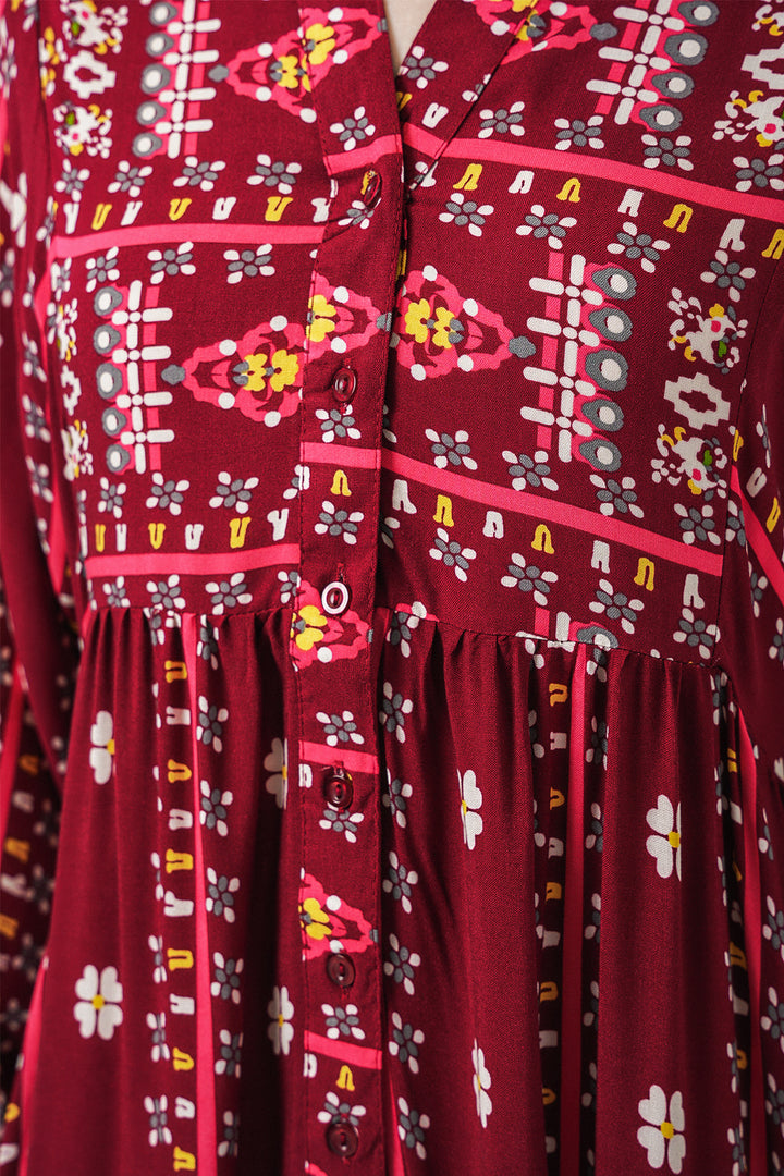 Bigdart Robe longue modeste à motifs pour femme 2585 - k. Rouge