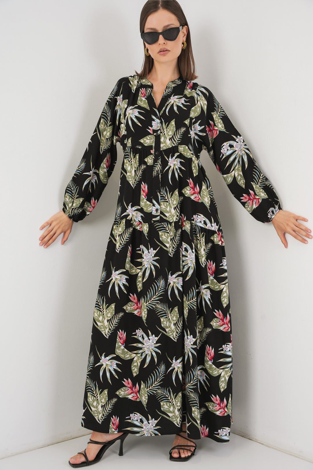 Bigdart Robe longue à motifs pour femme 2585 - Noir K.