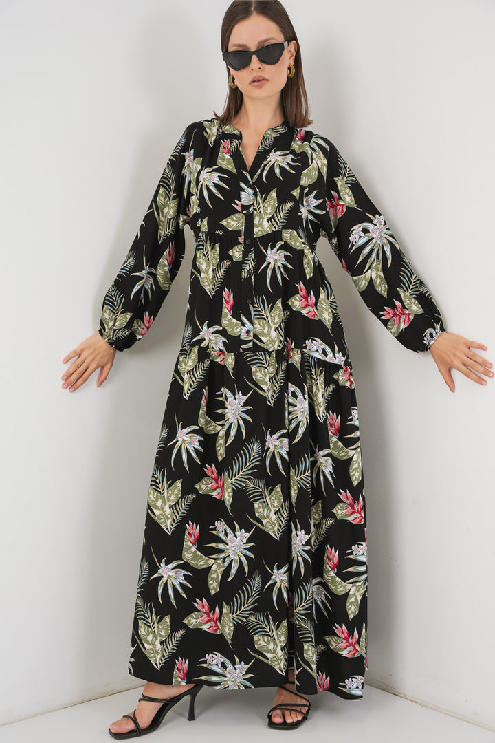 Bigdart Robe longue à motifs pour femme 2585 - Noir K.