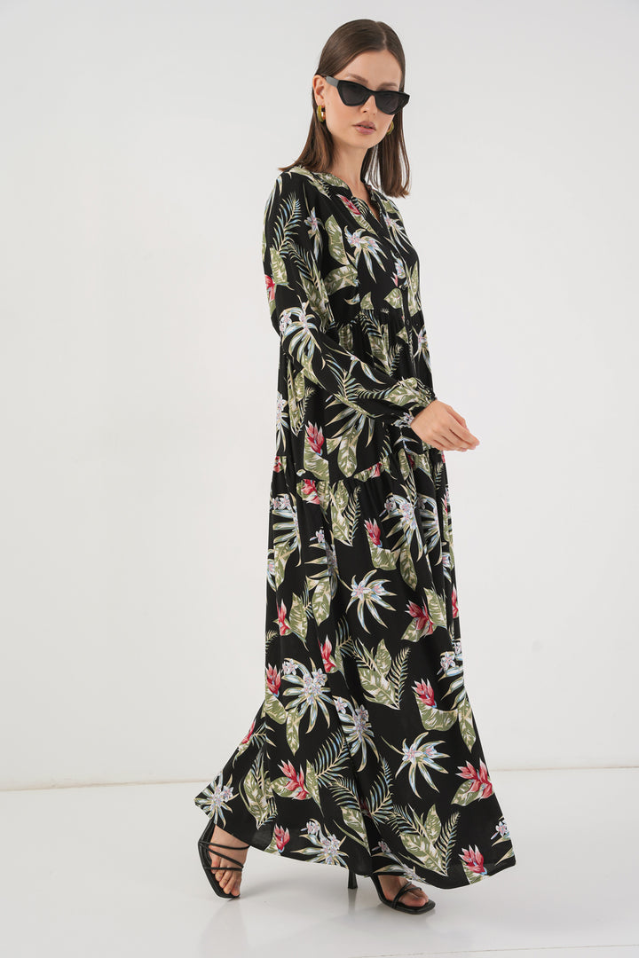 Bigdart Robe longue à motifs pour femme 2585 - Noir K.