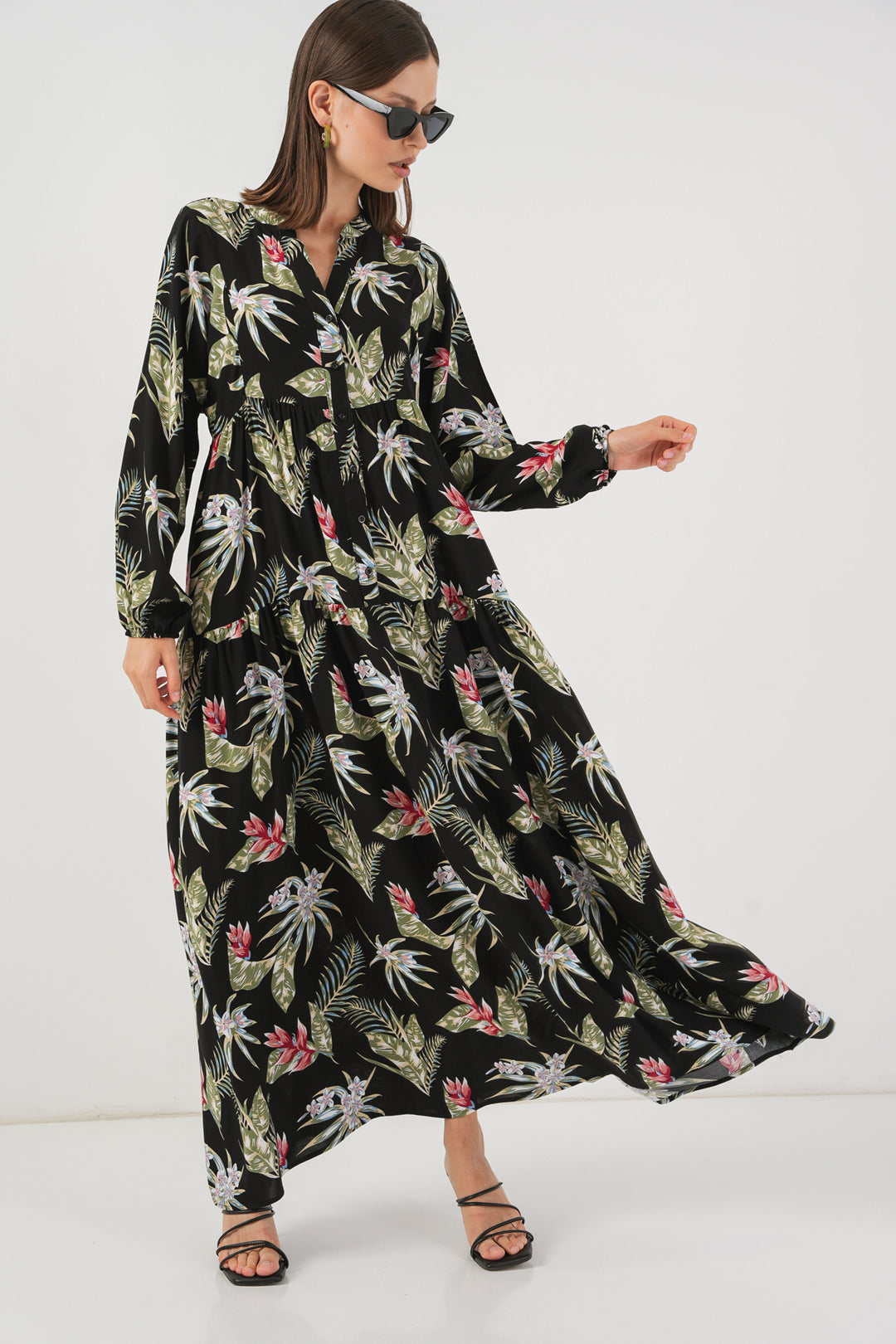 Bigdart Robe longue à motifs pour femme 2585 - Noir K.
