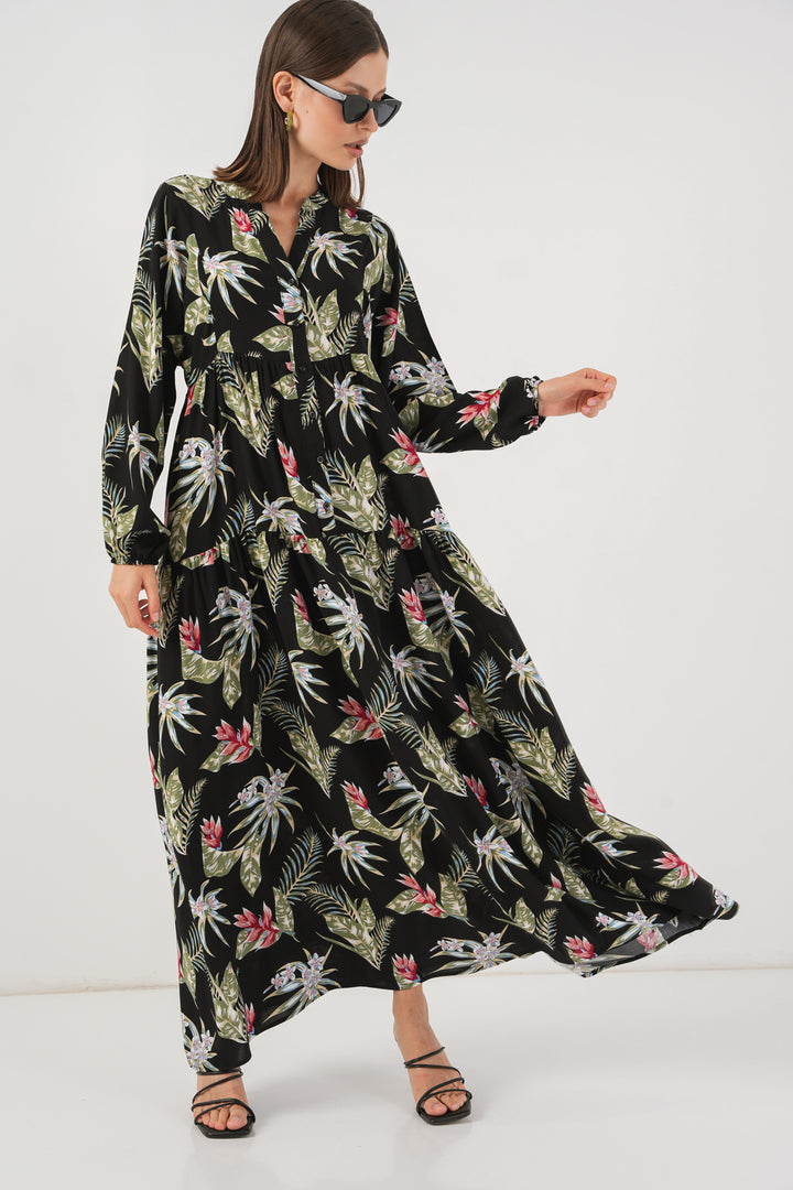 Bigdart Robe longue à motifs pour femme 2585 - Noir K.