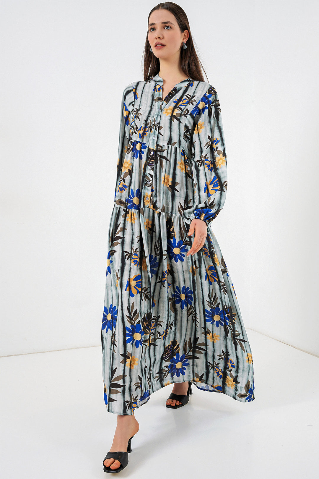 Bigdart Robe longue à motifs pour femmes 2585 - Gris foncé