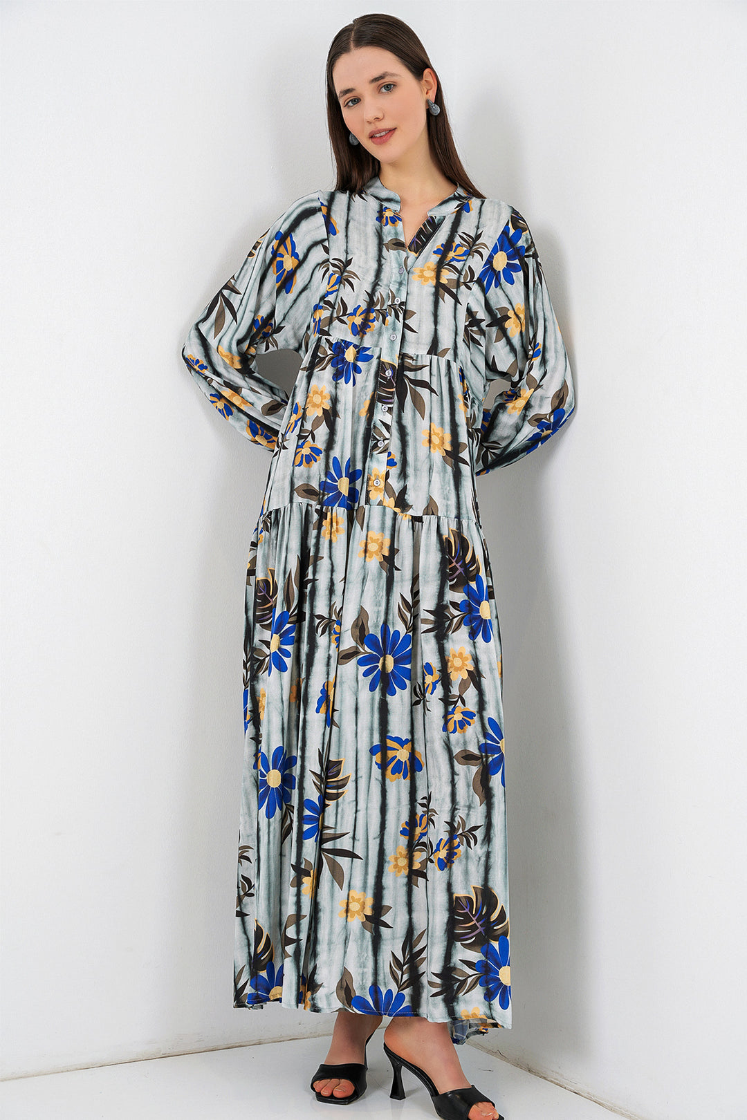Bigdart Robe longue à motifs pour femmes 2585 - Gris foncé