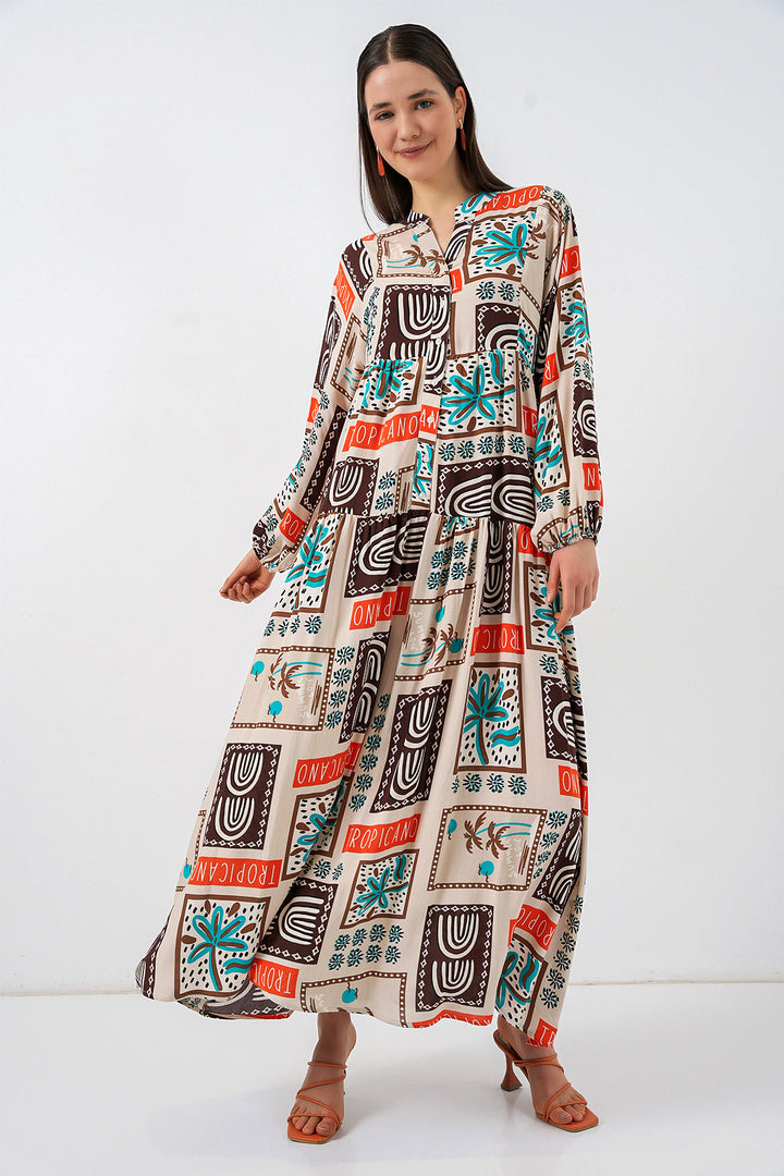 Bigdart Robe longue de hijab à motifs pour femme 2585 - Marron foncé