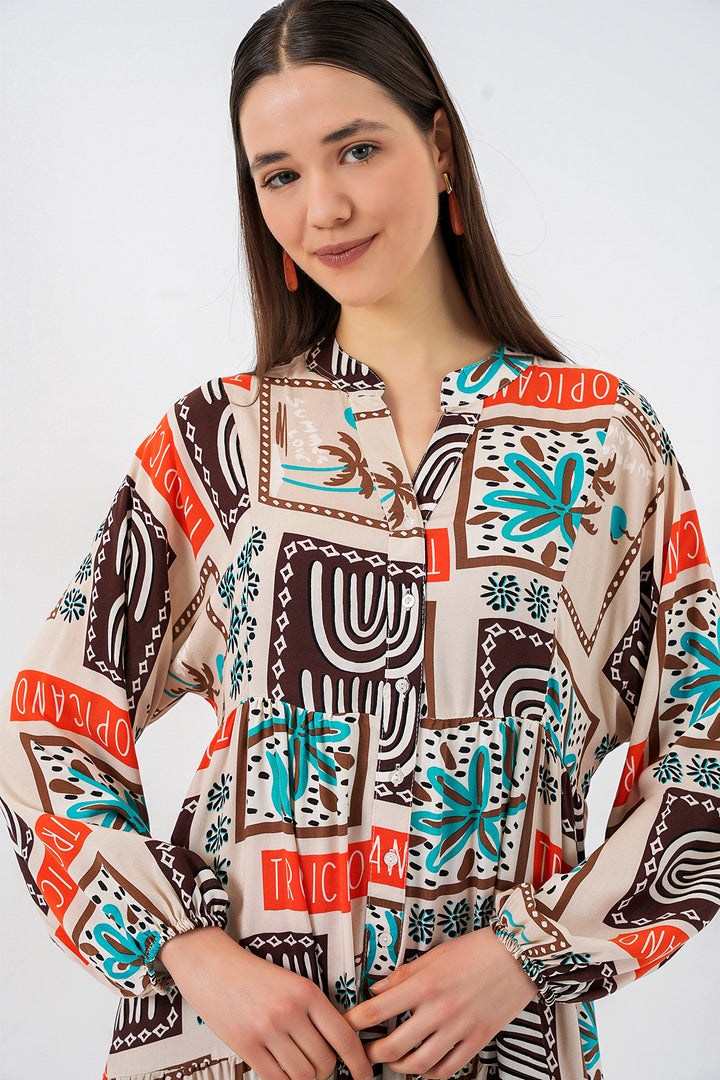 Bigdart Robe longue de hijab à motifs pour femme 2585 - Marron foncé