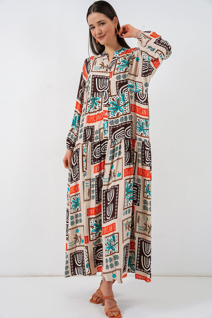 Bigdart Robe longue de hijab à motifs pour femme 2585 - Marron foncé