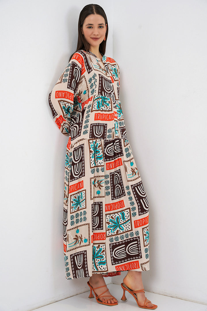 Bigdart Robe longue de hijab à motifs pour femme 2585 - Marron foncé