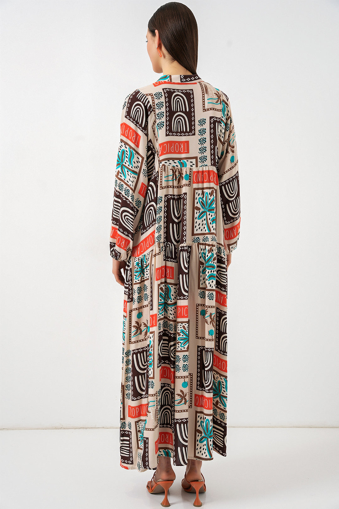 Bigdart Robe longue de hijab à motifs pour femme 2585 - Marron foncé