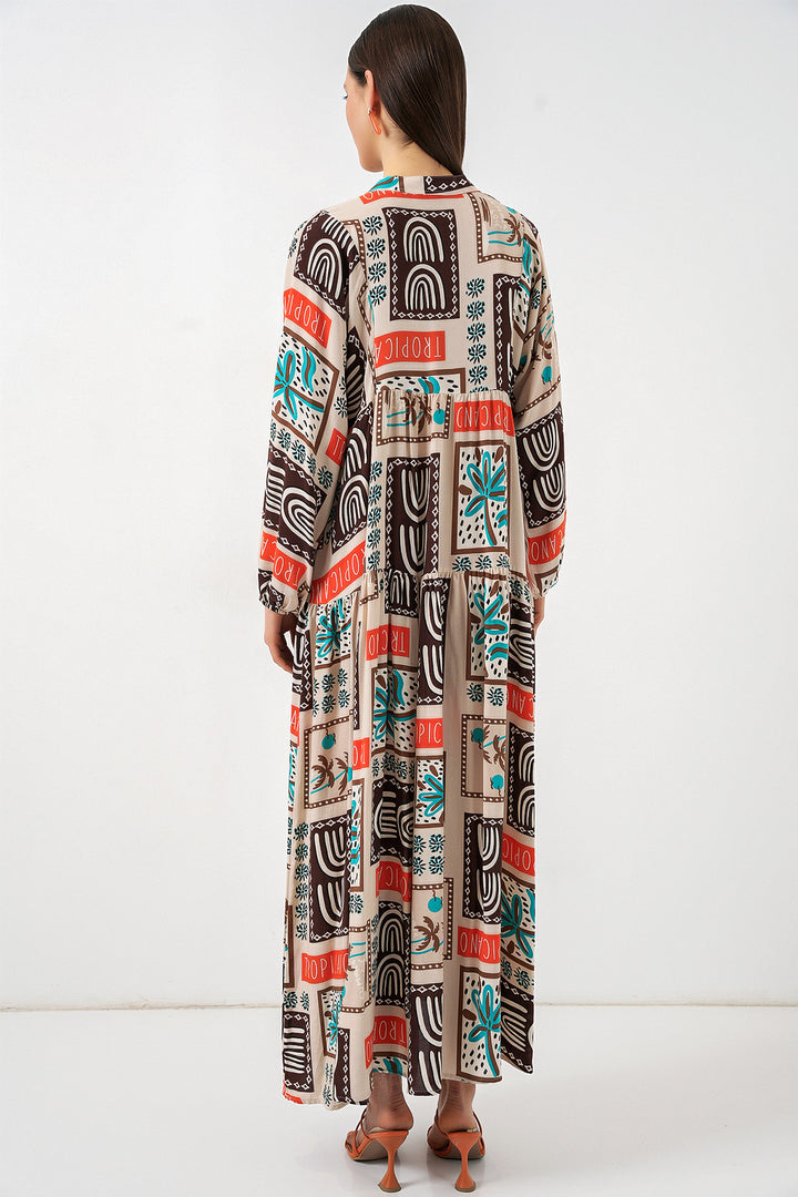 Bigdart Robe longue de hijab à motifs pour femme 2585 - Marron foncé