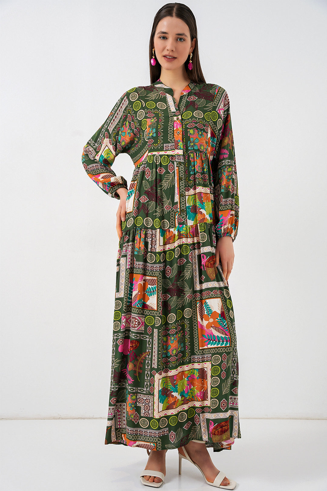 Bigdart Robe longue modeste à motifs pour femme 2585 - Foncé Vertl