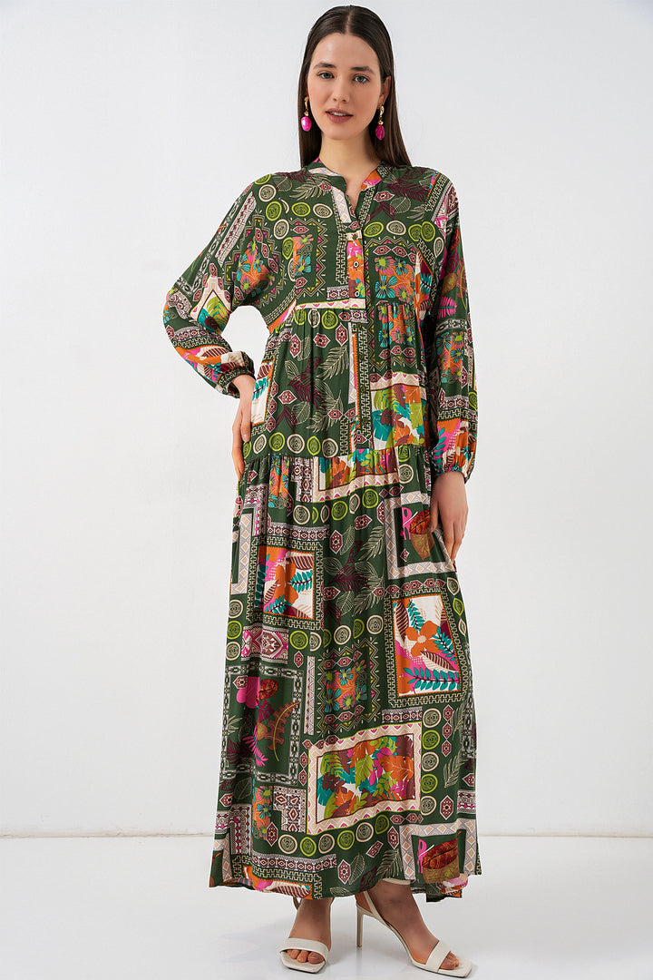 Bigdart Robe longue modeste à motifs pour femme 2585 - Foncé Vertl