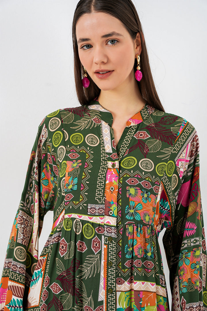 Bigdart Robe longue modeste à motifs pour femme 2585 - Foncé Vertl