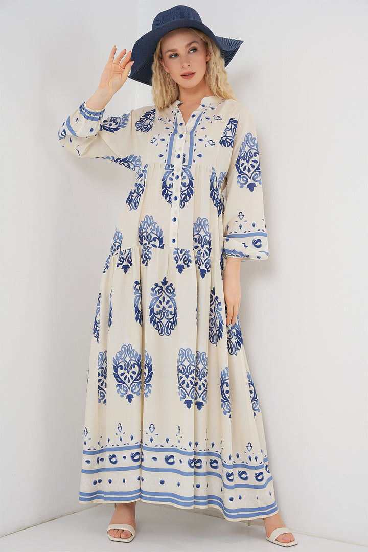Bigdart Robe longue à motifs pour femme 2585 - Crème