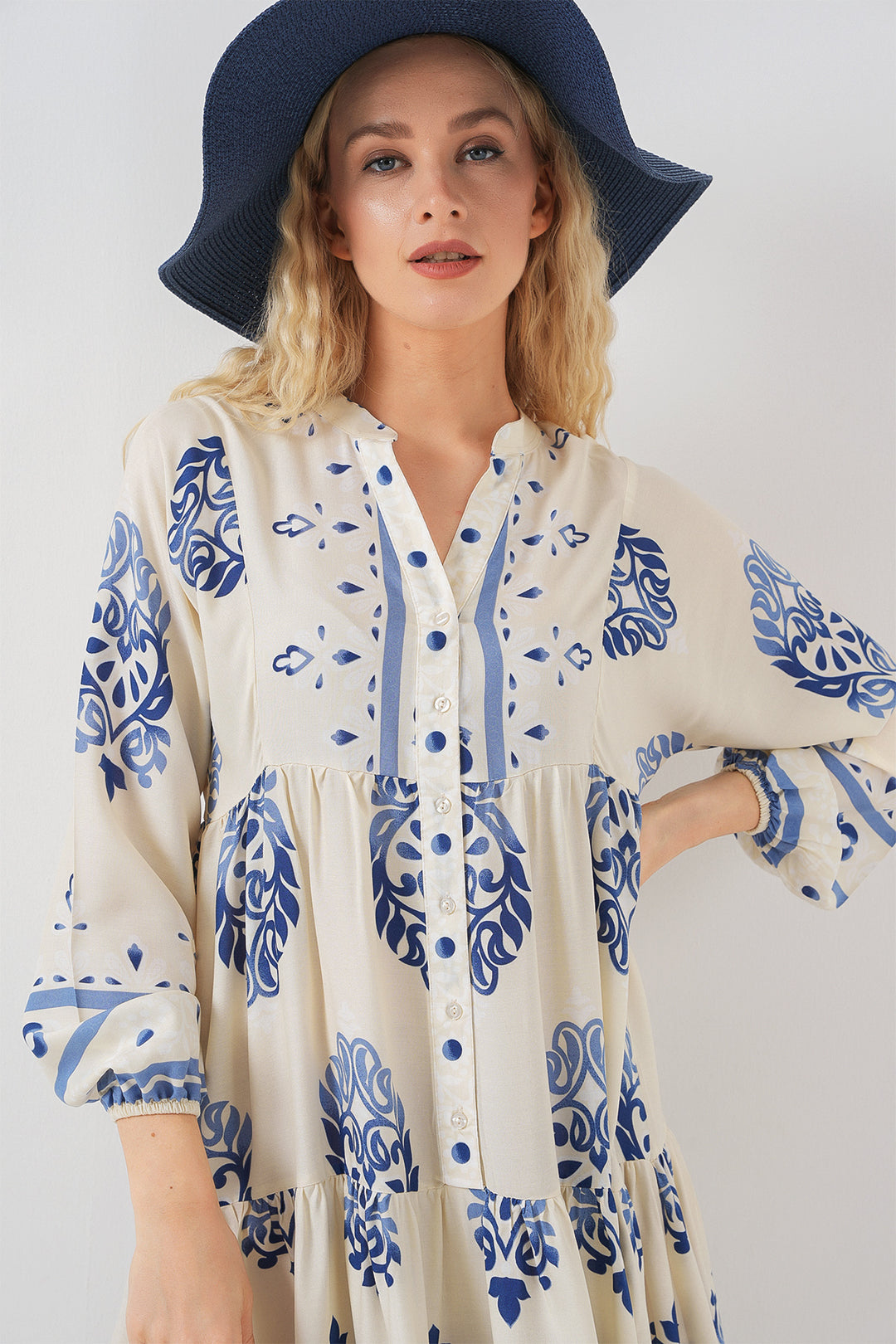 Bigdart Robe longue à motifs pour femme 2585 - Crème
