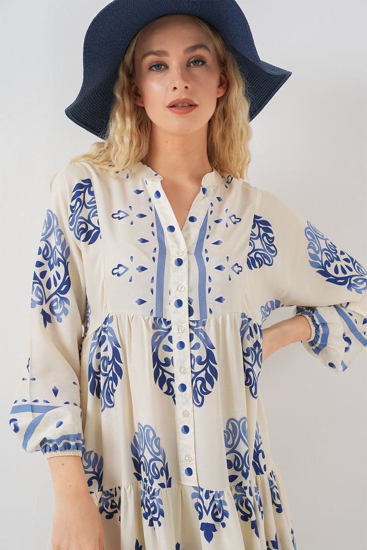 Bigdart Robe longue modeste à motifs pour femmes 2585 - Crème