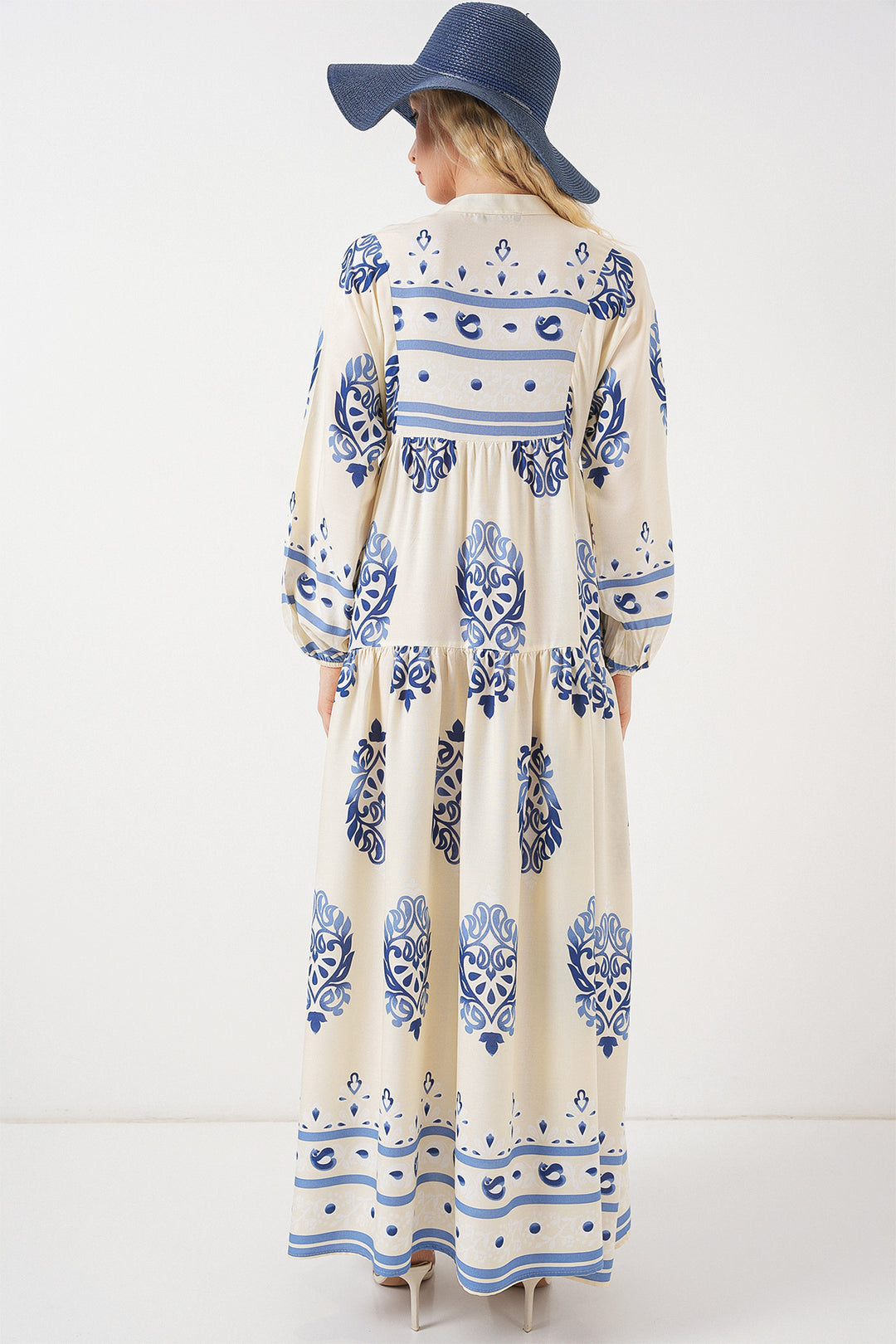 Bigdart Robe longue à motifs pour femme 2585 - Crème