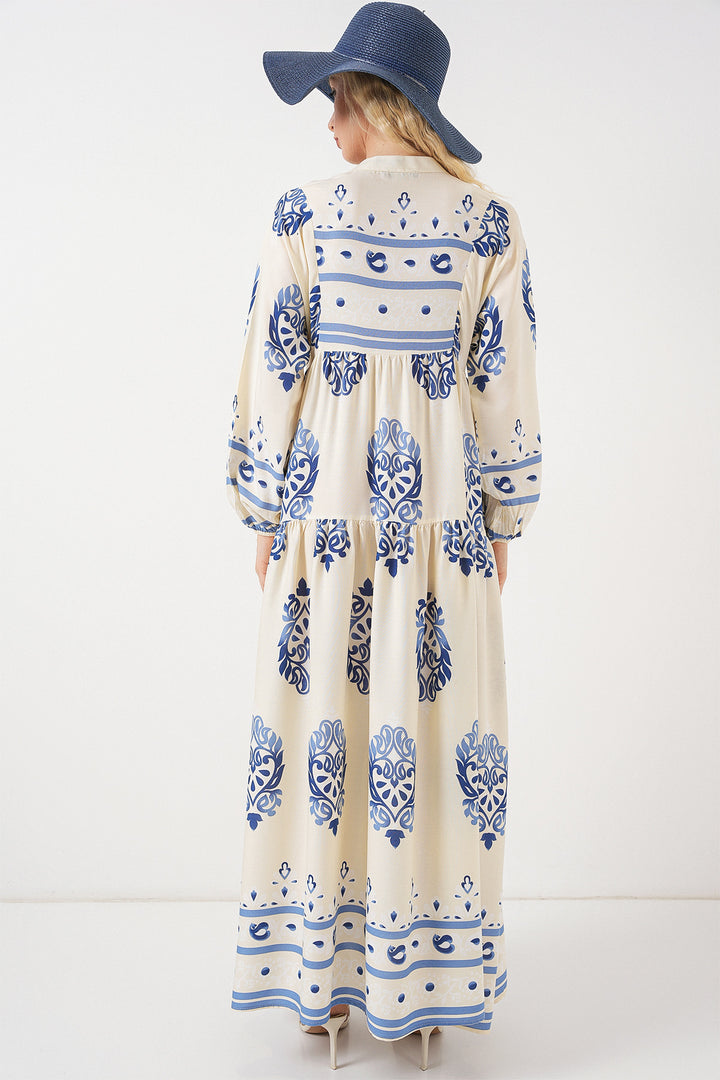 Bigdart Robe longue modeste à motifs pour femmes 2585 - Crème