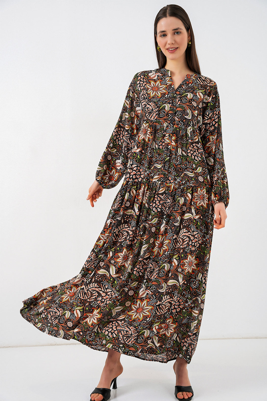 Bigdart Robe longue à motifs pour femmes 2585 - L.Noir