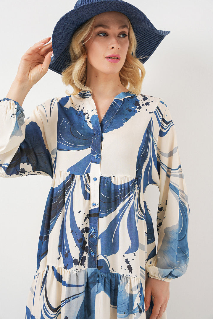 Bigdart Robe longue de hijab à motifs pour femmes 2585 - Bleu marine