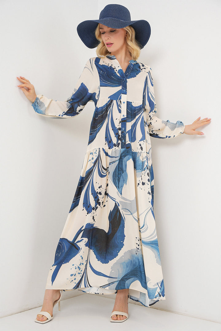 Bigdart Robe longue de hijab à motifs pour femmes 2585 - Bleu marine