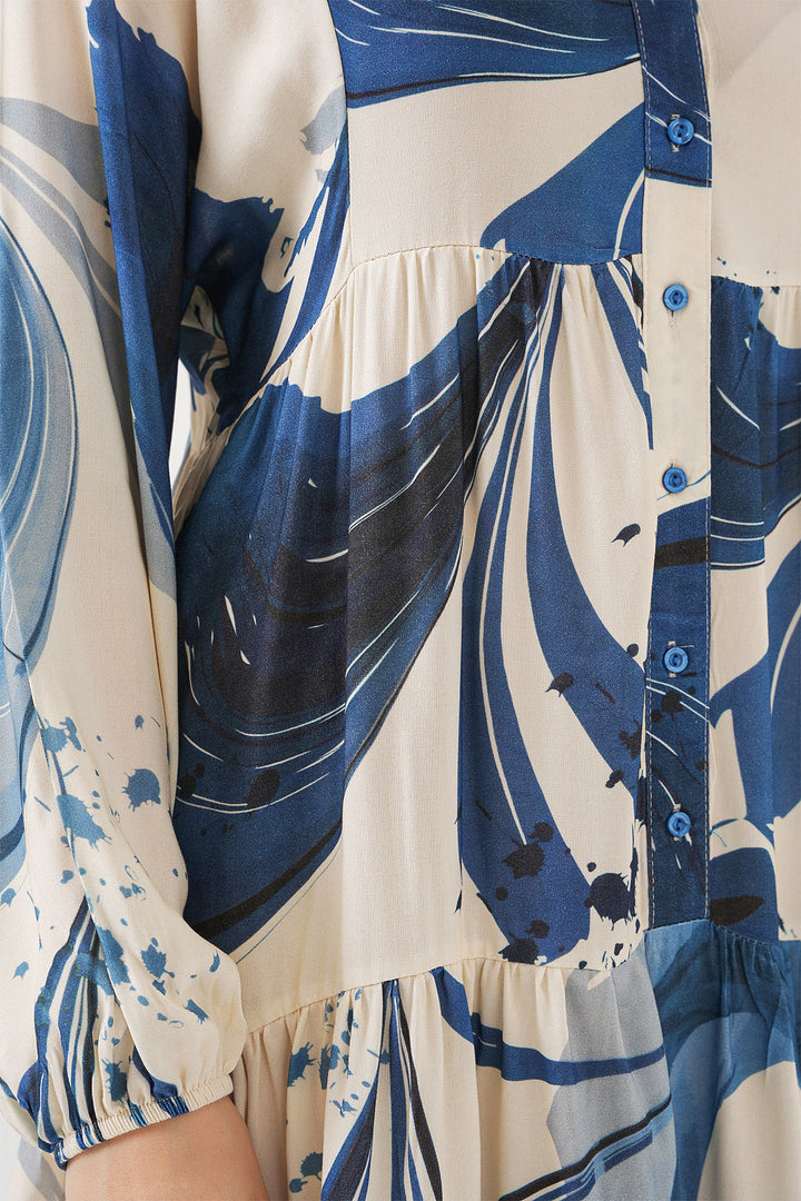 Bigdart Robe longue de hijab à motifs pour femmes 2585 - Bleu marine