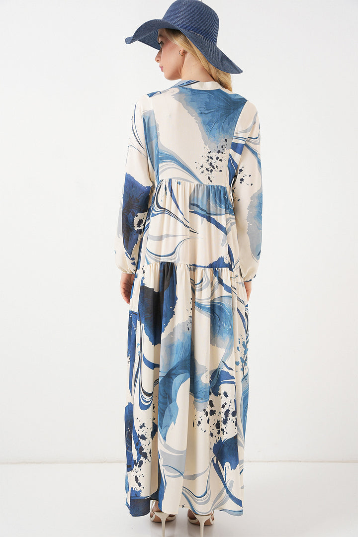 Bigdart Robe longue de hijab à motifs pour femmes 2585 - Bleu marine