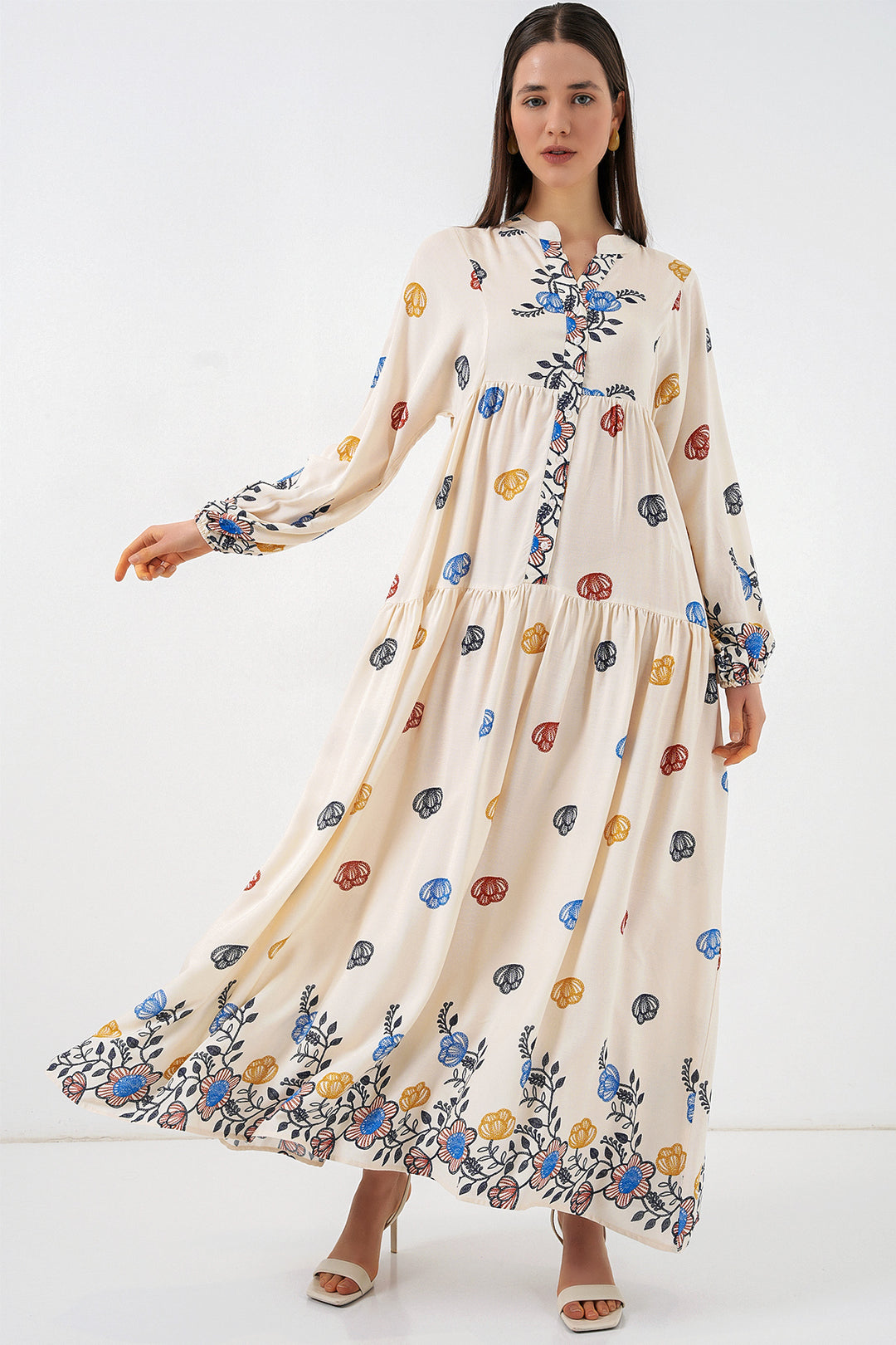Bigdart Robe longue de hijab à motifs pour femme 2585 - Bleu marine 8