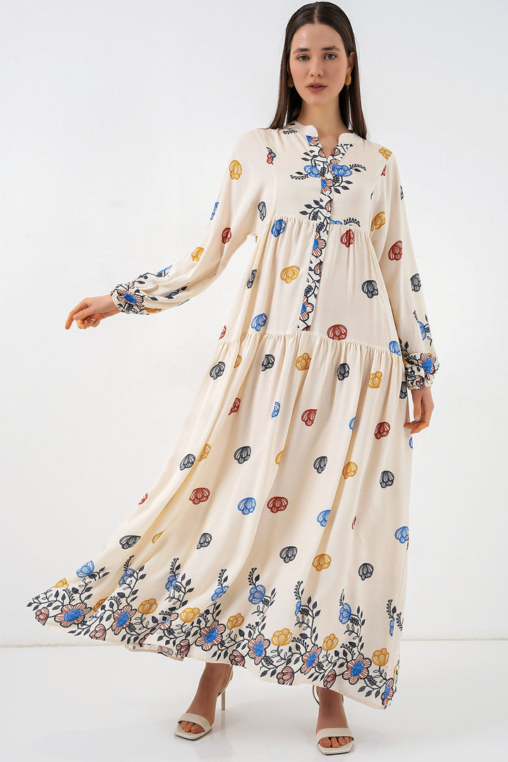 Bigdart Robe longue de hijab à motifs pour femme 2585 - Bleu marine 8