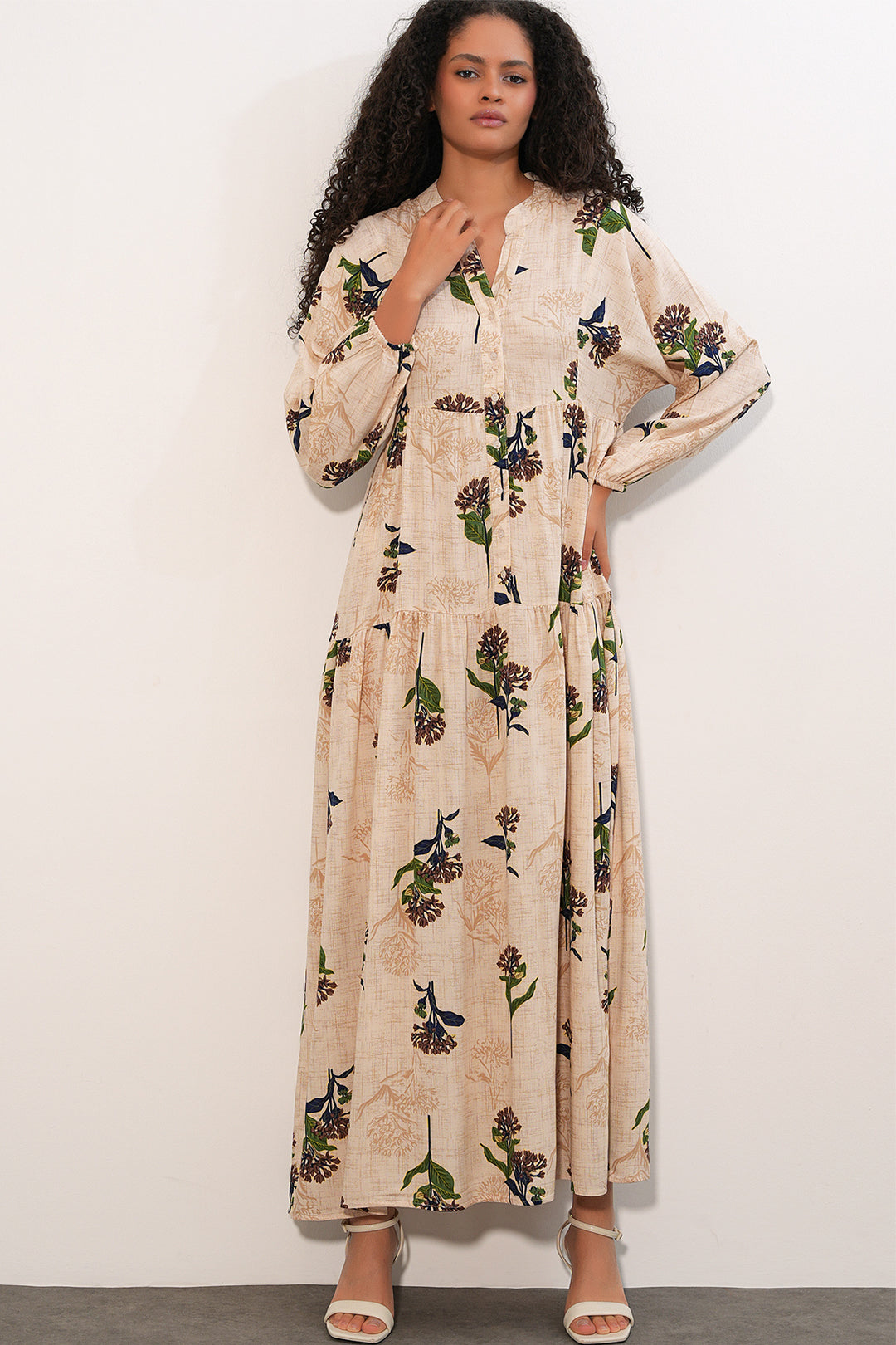 Bigdart Robe longue à motifs pour femme 2585 - Bleu marine Marron