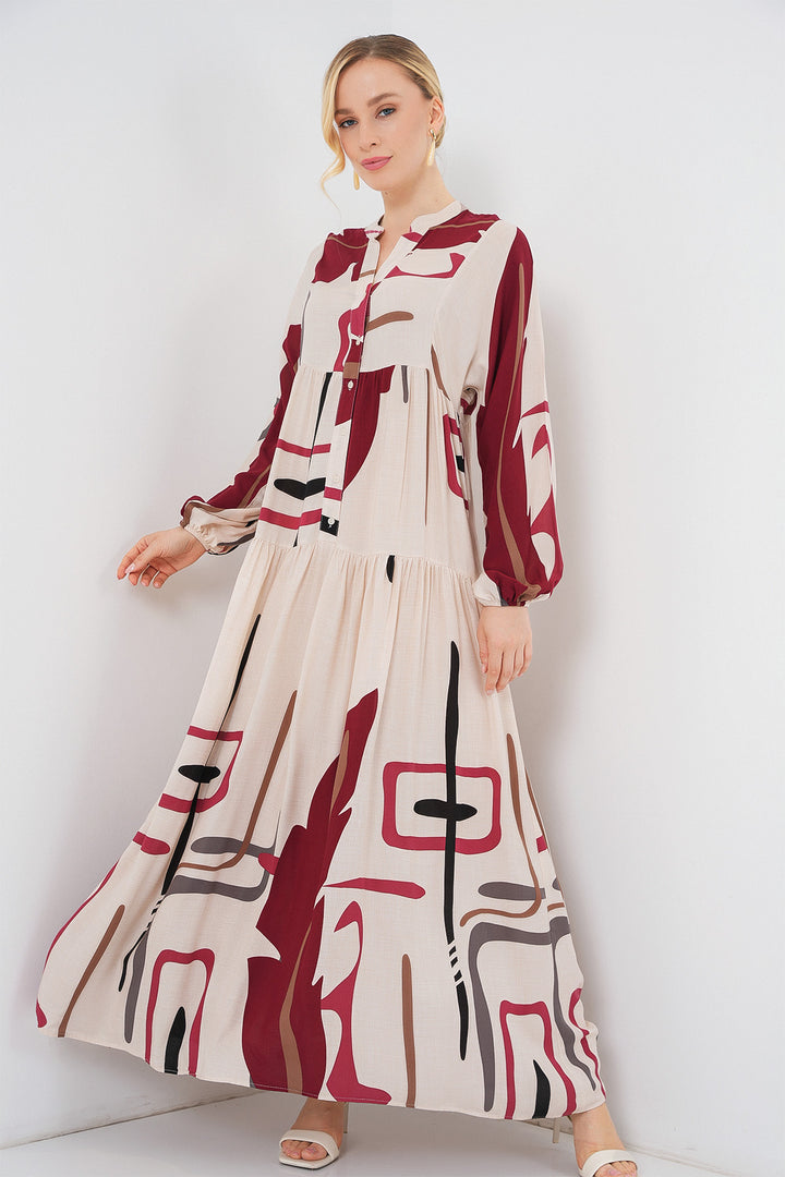 Bigdart Robe longue à motifs pour femmes 2585 - M. Crème
