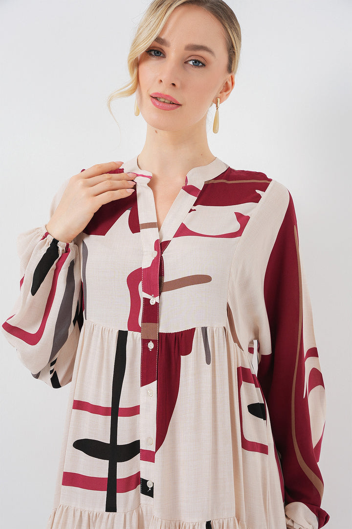Bigdart Robe longue à motifs pour femmes 2585 - M. Crème