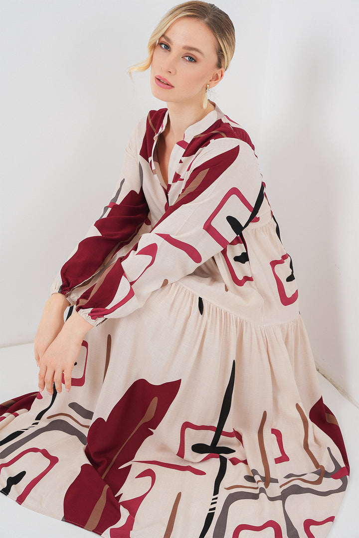 Bigdart Robe longue à motifs pour femmes 2585 - M. Crème