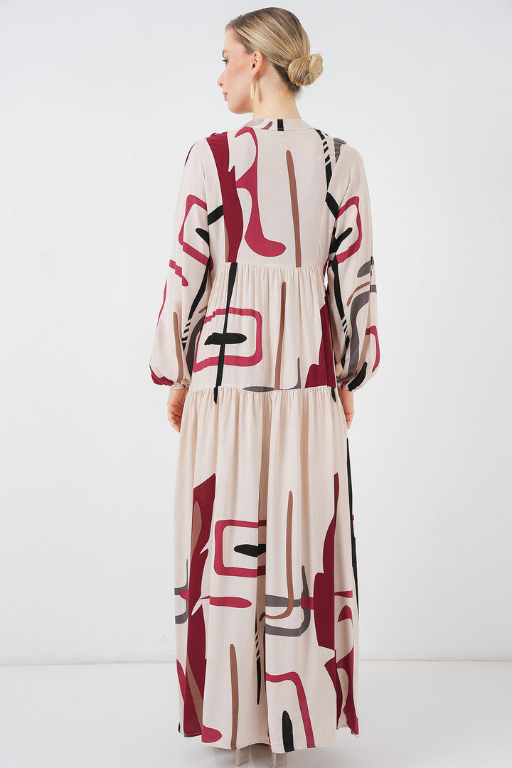 Bigdart Robe longue à motifs pour femmes 2585 - M. Crème