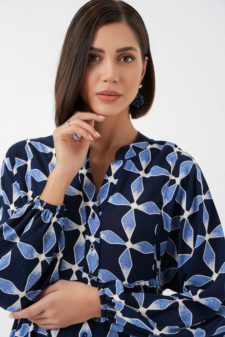 Bigdart Robe de hijab longue à motifs pour femmes 2585 - Bleu marine