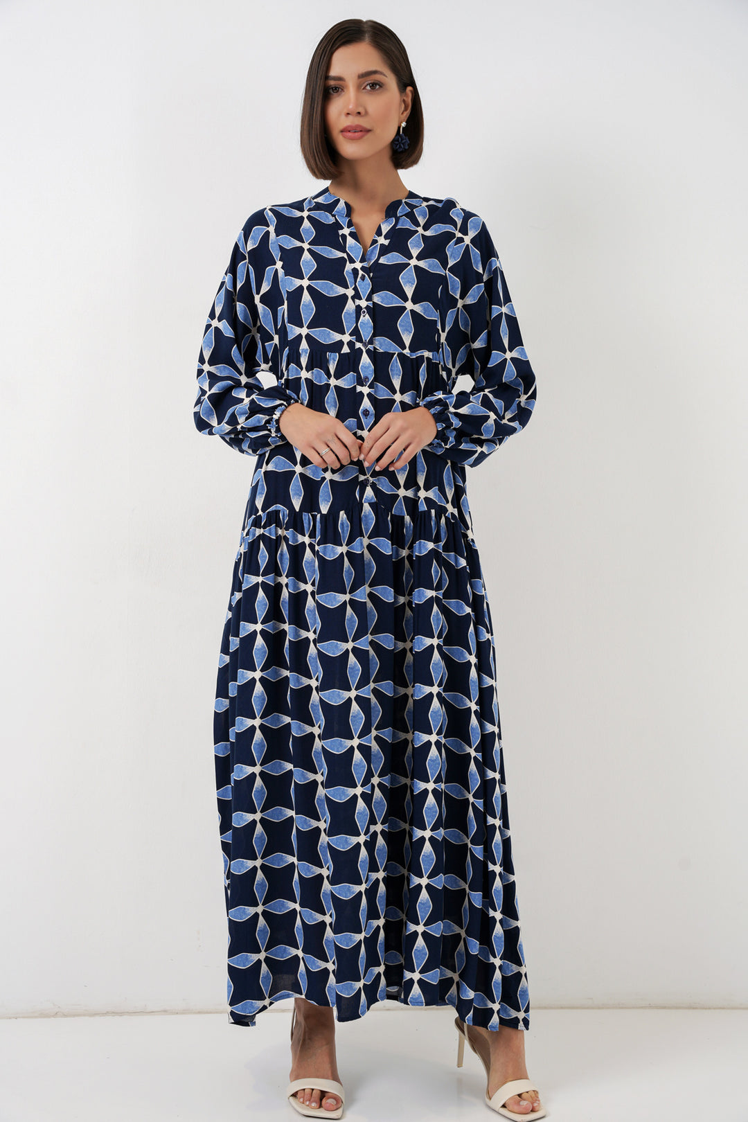 Bigdart Robe de hijab longue à motifs pour femmes 2585 - Bleu marine