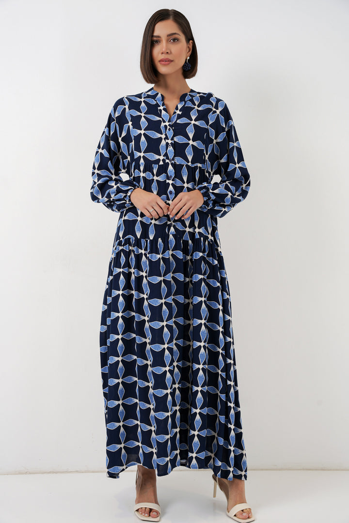 Bigdart Robe de hijab longue à motifs pour femmes 2585 - Bleu marine