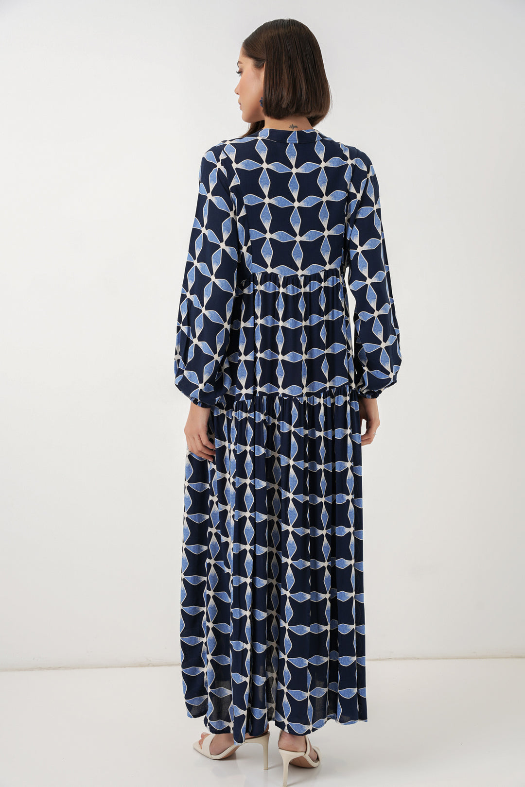 Bigdart Robe de hijab longue à motifs pour femmes 2585 - Bleu marine