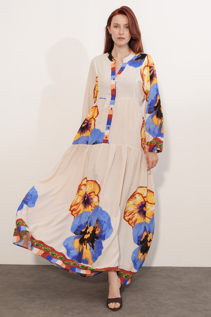 Bigdart Robe longue de hijab à motifs pour femme 2585 - Bleu roi